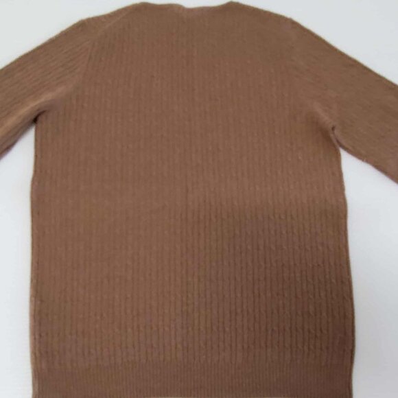 JCrew Brown V-neck cable knit wool cashmere blend pullover, size L - Picture 7 of 15